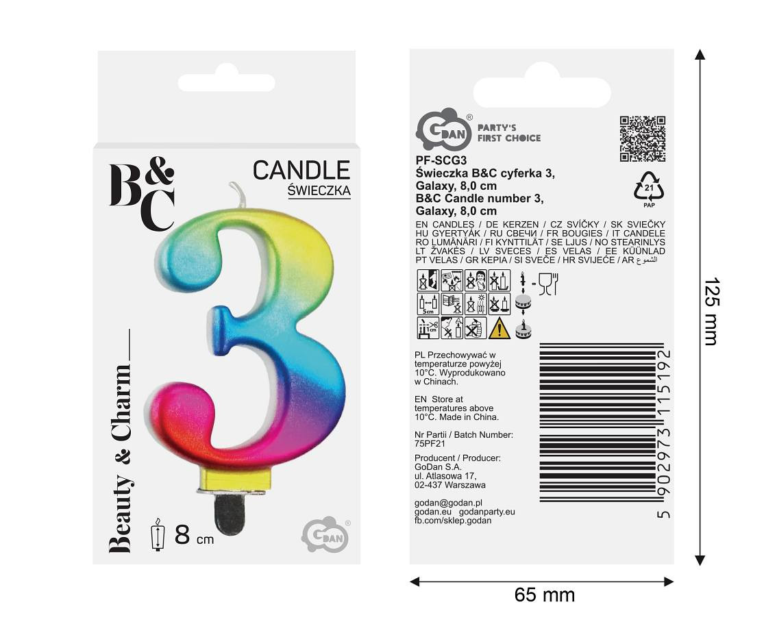 Candle number 3, Galaxy, 8 cm